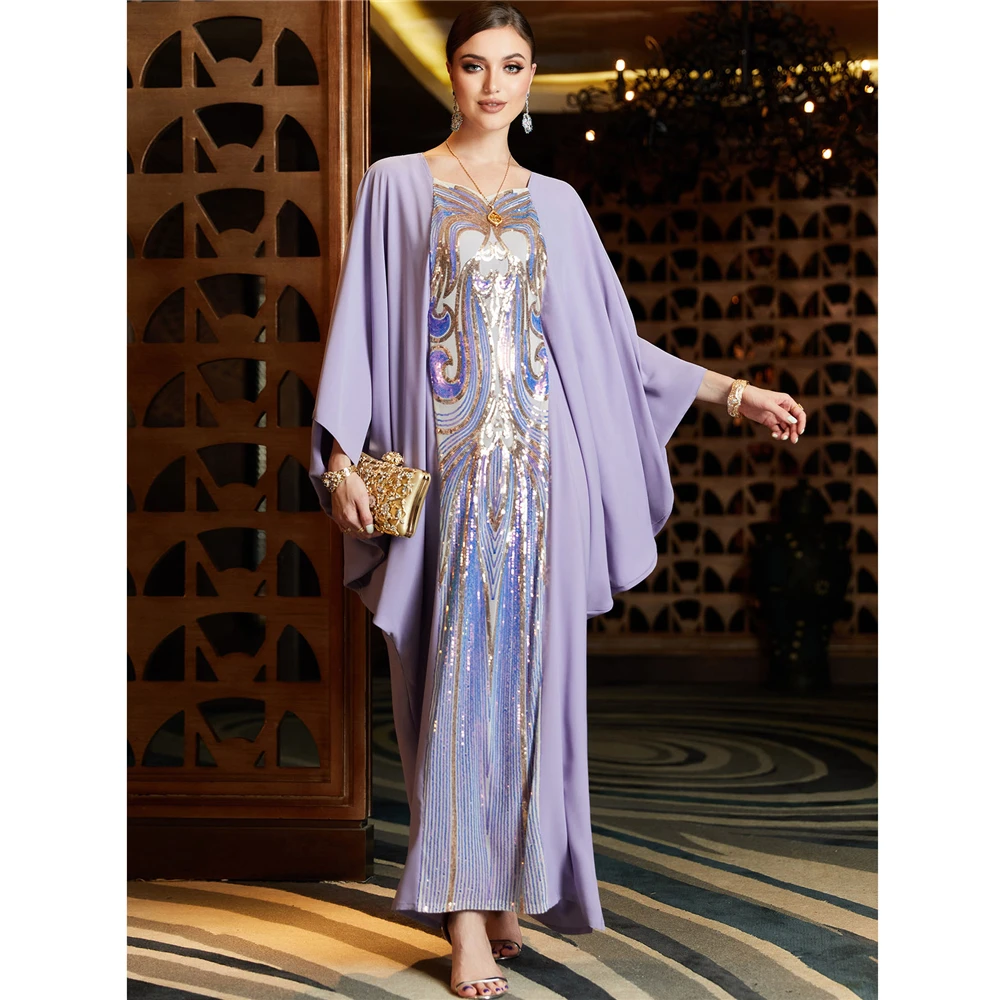 

Luxury Sequins Dress For Women Islamic Muslim Abaya Kaftan Robe Turkey Clothing Oversized African Arab Robe Loose Burqa Vestidos
