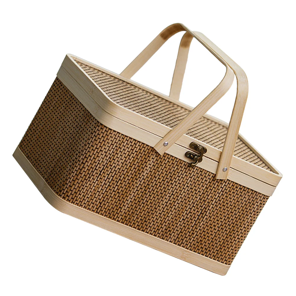 

Basket Wicker Picnic Baskets Storage Woven Servingfruit Pantry Flower Rattan Candy Seagrass Willow Countertopeaster Toy