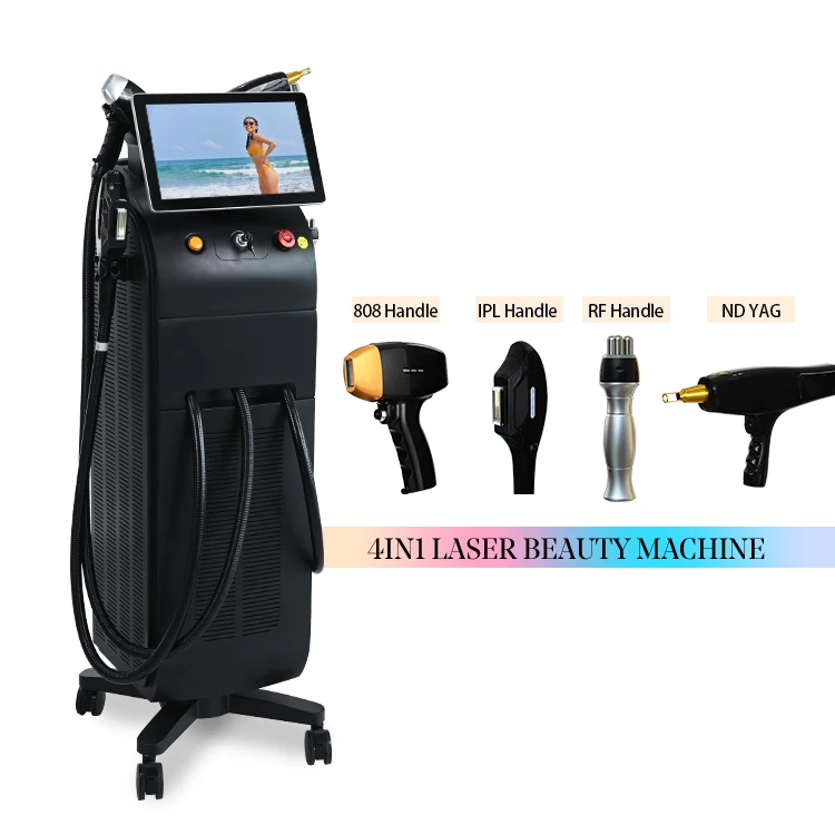 

2023 newest 4 IN 1 diode laser 755 808 1064nm IPL skin Rejuvenation Nd yag tattoo hair removal