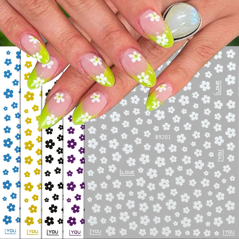 

Cute Flower Nail Stickers for Nail Art Five Petals Floral Nail Decals Summer Flowers Nail Art Stickers Women Nail Supplies