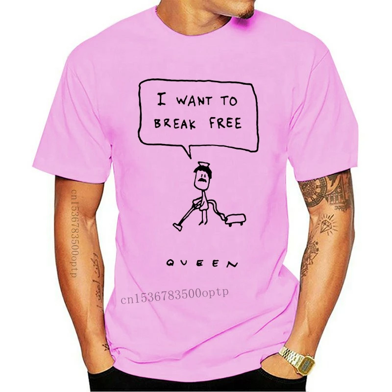 

Camiseta blanca de algodón con estampado "I Want To Break Free" para mujer, ropa divertida de S-3Xl, nueva reina