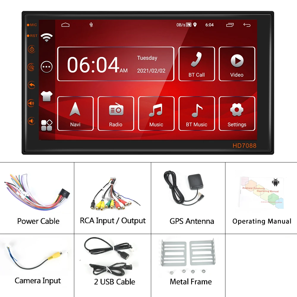 $57.08 Podofo 2 Din Android 11 Car Radio GPS Stereo Receiver 7“ Multimedia Player For Universal Volkswagen Nissan Hyundai Kia Toyota