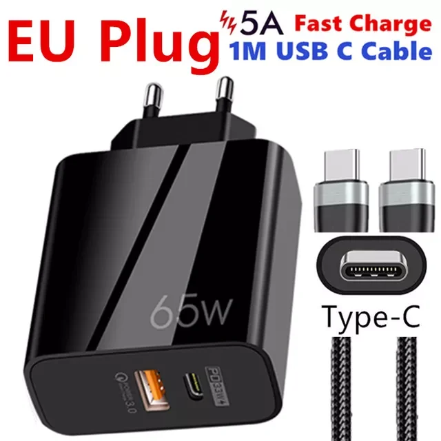 

New Fashion For iPhone 11 12 13 Pro iPad 65W Fast Charge Adapter For MacBook Pro Laptop Type-C Quick Charger
