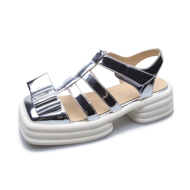 

Сандалии женские из денима, плоская платформа, толстая подошва, ремешки на щиколотке, разноцветные, обувь для отпуска, весна