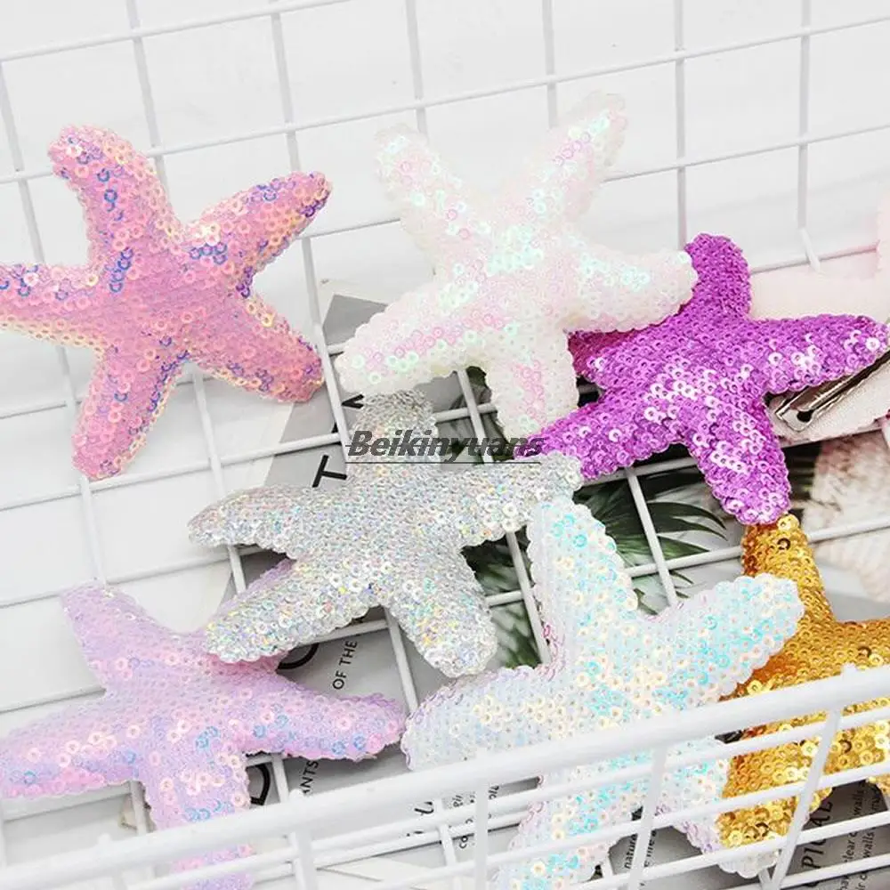 Children's Princess Pantone Starfish Rainbow Hairpin Sequin Card Pressed Duck-billed Clip Jewelry