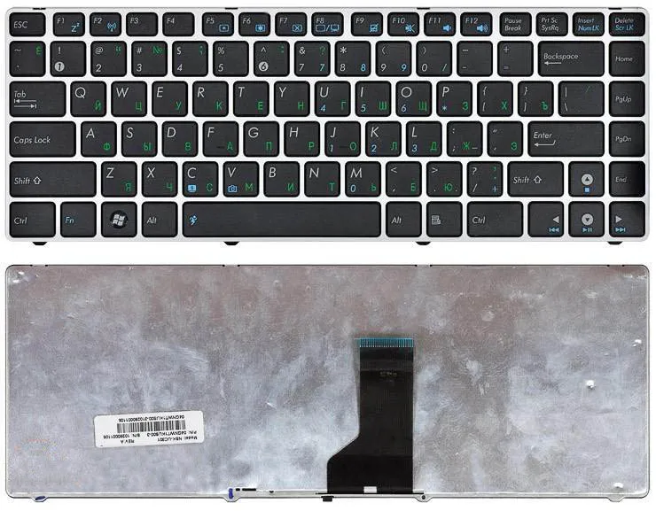 Клавиатура для Asus A42JC русская черная с серебряной рамкой|Клавиатуры замены| |