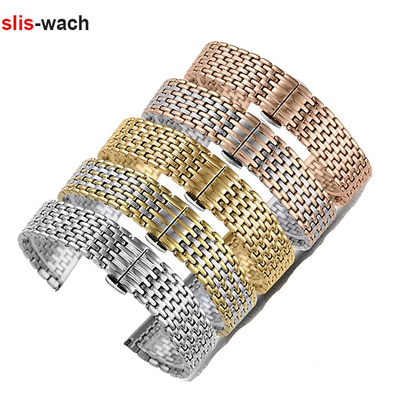 

Accessories Watch Band FOR Longines Wrist Strap Solid Steel Butterfly Buckle Watch Bracelet 12 14 16 18 20 22mm