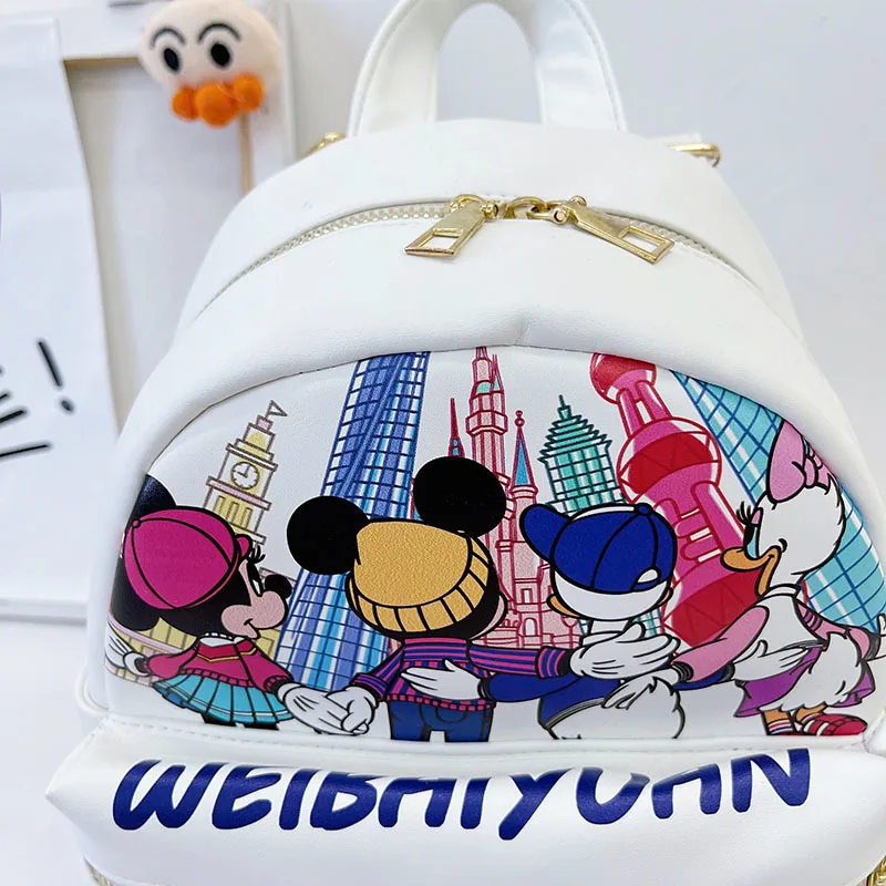 2021 Disney Mickey Mouse Cartoon Orthopedic Backpack for Girls Boys PU Graffiti Kindergarten Child School Bag Picnic Backpack