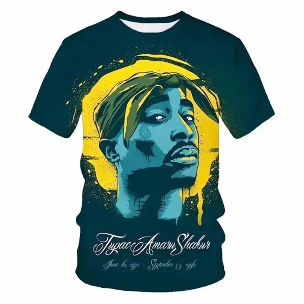 Фото Новая футболка Harajuku Мужская футболка Мода 2pac Графические футболки Хип-хоп Мужские футболки Летние топы Футболки Мужская дизайнерская одежда №4
