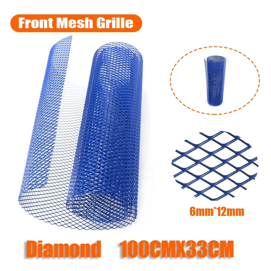 

Car Aluminum Front Bumper Mesh Sheet Diamond Shape Universal Vehicle Body Modified Grille Tool Exterior Protective Tools Blue