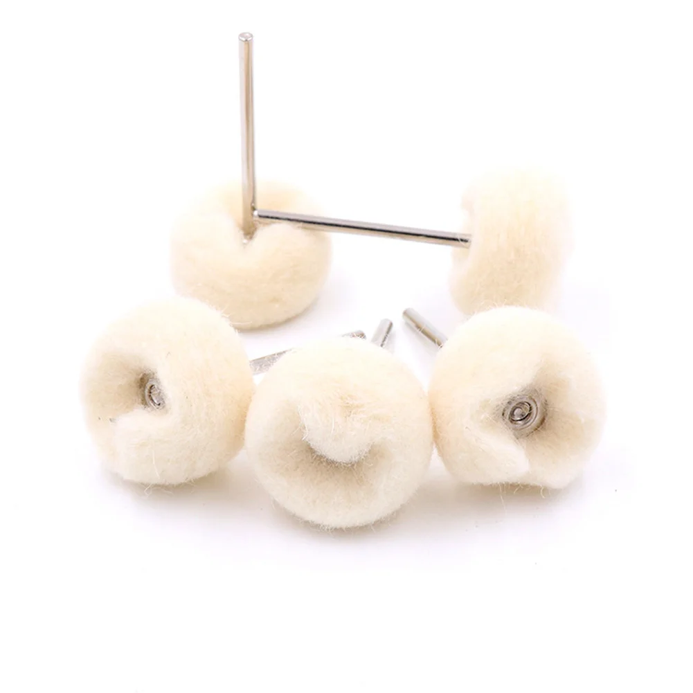 

5Pcs Polishing Wheel 3mm Shank Wool Brush Burrs Removal Buffing Felt 22mm Head For Removing Rust Wood Nuclear Jade Tooth Carving