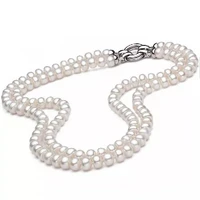 meibapj 7 8mm natural freshwater pearl double chains necklace special offer super mothers gift wedding jewelry gift bag