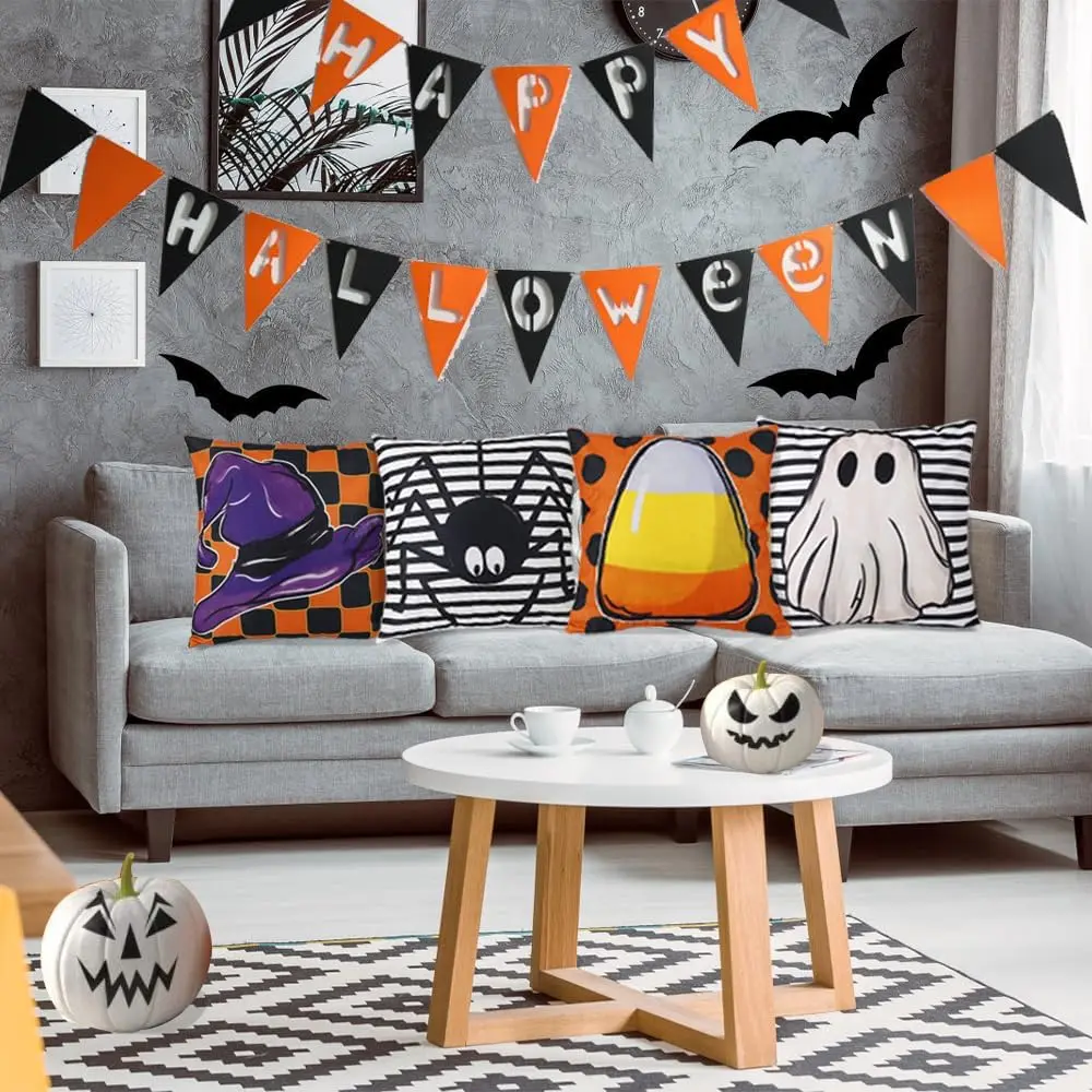 Женский комплект из 4 пауков белая фиолетовая шляпа в горошек с рисунком ведьмы