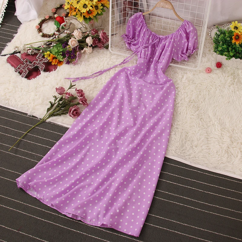 Платье женское трапециевидное в горошек с V-образным вырезом и