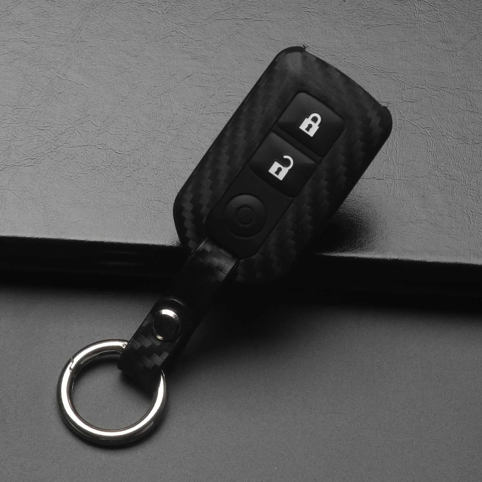 

Jingyuqin углеродное волокно силиконовый чехол для ключей от автомобиля брелок для Nissan Qashqai Micra Juke X-Trail Navara Note Tiida Pathfinder