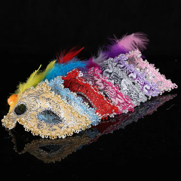 

1 шт. женские сексуальные венецианские кружевные перьевые Цветочные маскарадные маски на Хэллоуин маска для девушек Вечерние Маски для тан...