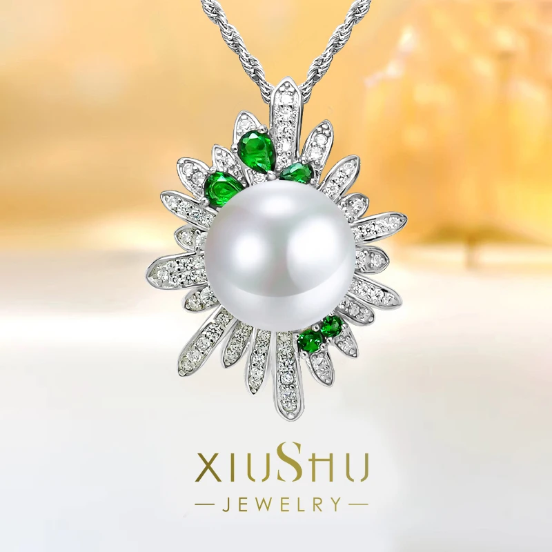 

Модная и роскошная серебряная подвеска с искусственным жемчугом с высокоуглеродистым бриллиантом