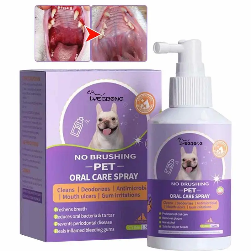 

Dog Breath Spray 50ml Mouth Fresh Spray With Natural Ingredients Pet Oral Care Cleaner Naturally Fights Tooth Stains &