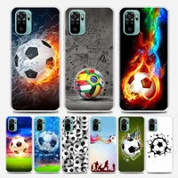 fire football soccer ball clear phone case for redmi note 7 8 9 10 5g 4g 8t pro redmi 8 8a 7a 9a 9c k20 k30 k40 y3 10x silicone
