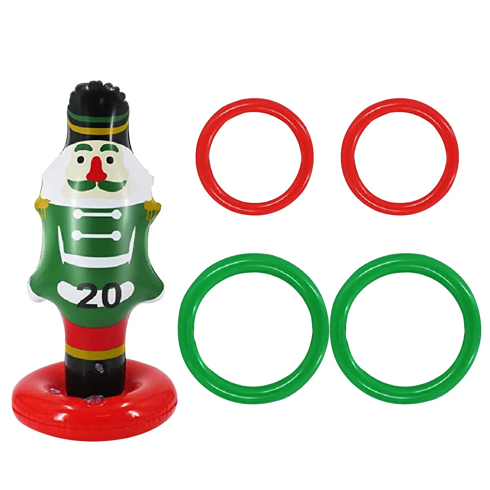 

Ring Game Christmas Inflatable Nutcracker Kids Holiday Tree Party Set Supplies Rings Throw Figurine Soldier Toys Outdoor Games