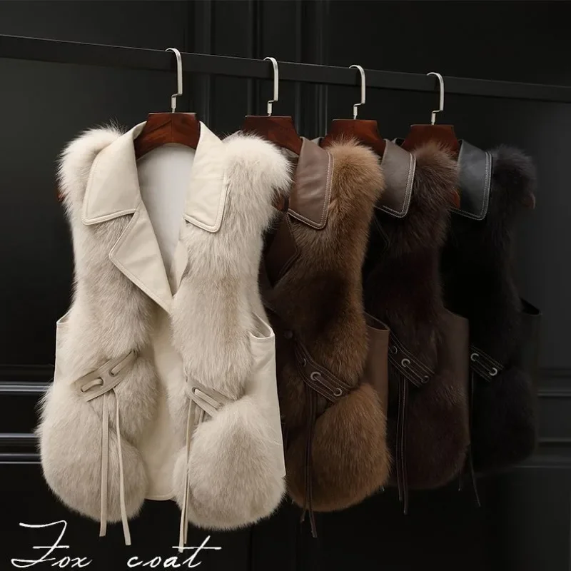 Женский жилет из искусственного лисьего меха новая Универсальная верхняя одежда