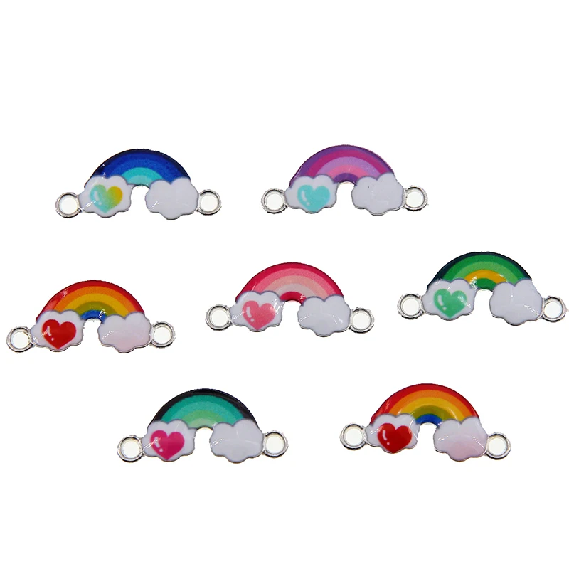 

50pcs/lot Cartoon Enamel Rainbow Clouds Charms for Jewelry Making Women Fashion Drop Earrings Pendants Necklaces DIY Craft Gift