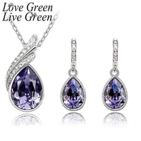 blue crystal earrings and necklace jewelry sets womens jewelry wedding necklace luxuri woman gift set best new
