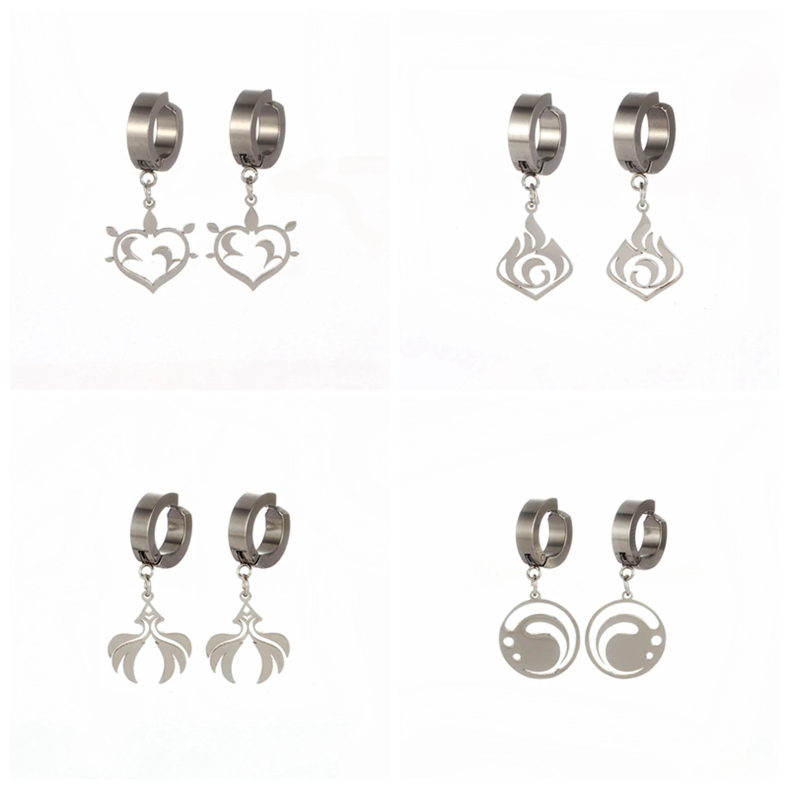 

Genshin Imapct Hip Hop Punk Earrings Eye of God Element Decoration Cool Stainless Steel Woman Ear Clip Jewelry Gifts Accessories