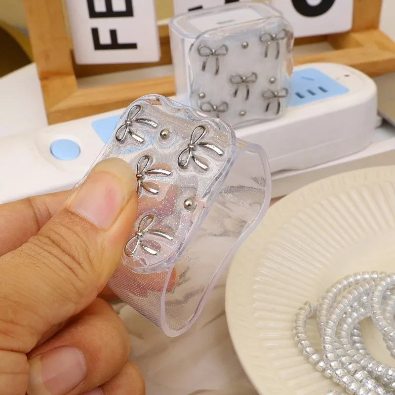 Прозрачный 3D-бантик USB-зарядное устройство защитный чехол для iPhone 18/20 Вт адаптер