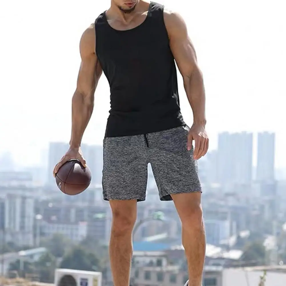 

Beach Shorts Drawstring Solid Color Summer Casual Exercise Bottoms 3D Cutting Skin-touching Sports Shorts for Daily Wear