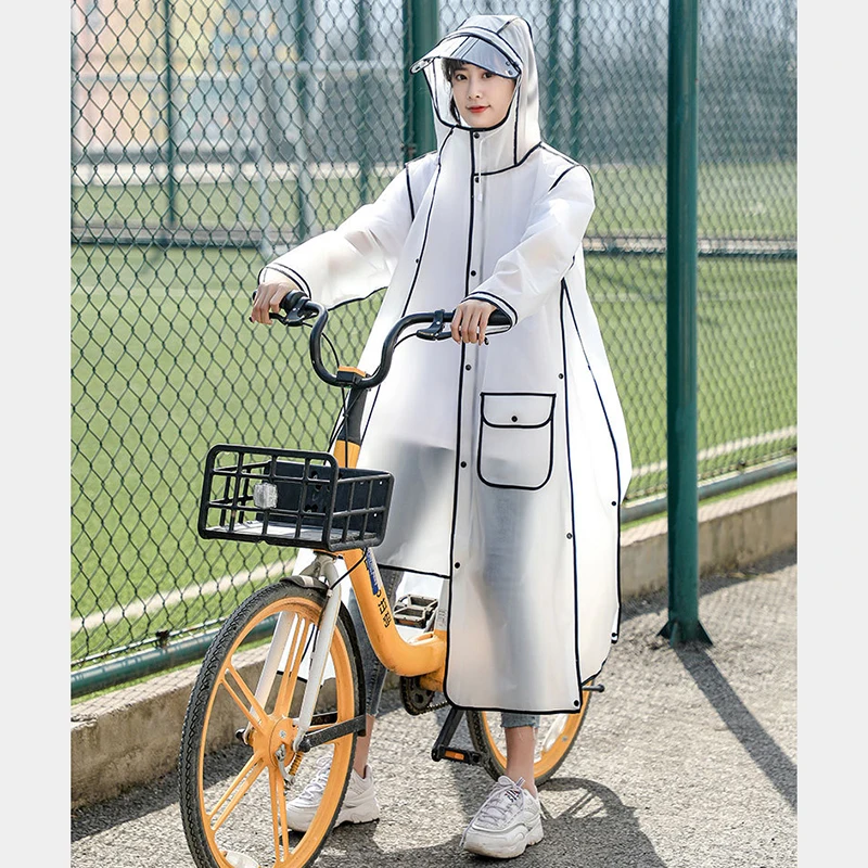 Lightweight Women Men Long Raincoat Fashion Adults Riding Motorcycle Rain Poncho Outdoor Hiking Camping Fishing Jacket Wear