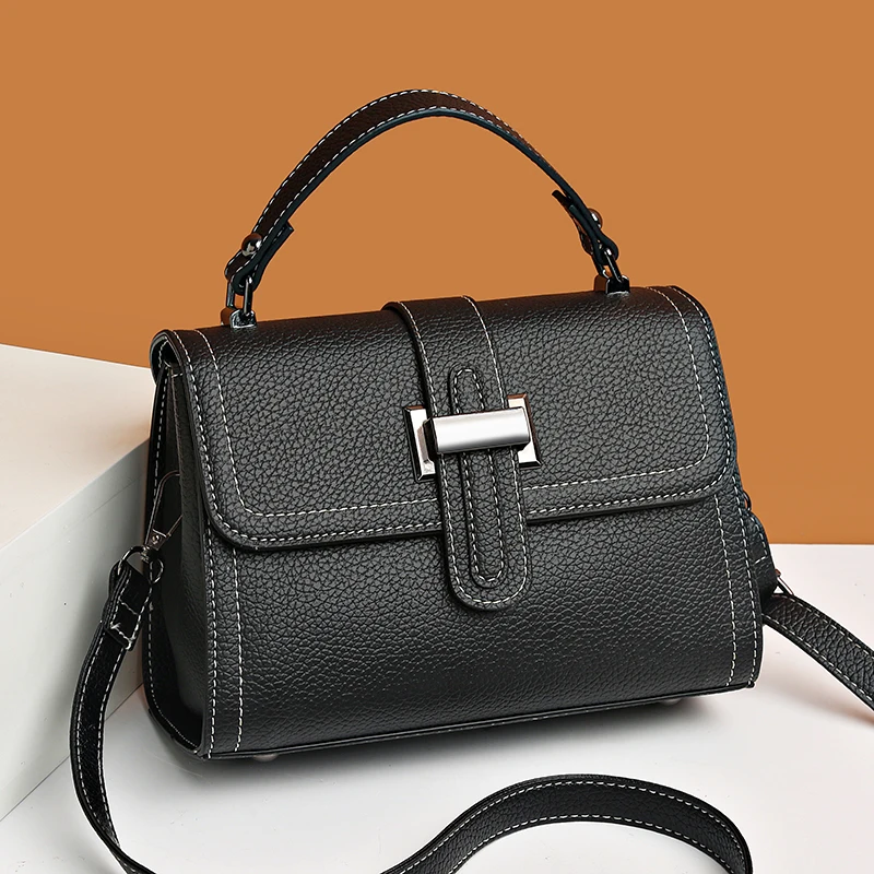 

Сумка на плечо женская из воловьей кожи, модный саквояж на плечо в стиле ретро, однотонный Повседневный чемоданчик на плечо, высокого качества