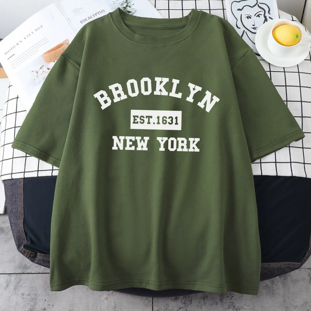 

Футболка Brooklyn Est.1631 мужская с надписью New York, хлопковая Повседневная дышащая футболка с коротким рукавом и круглым вырезом, одежда в винтажном стиле