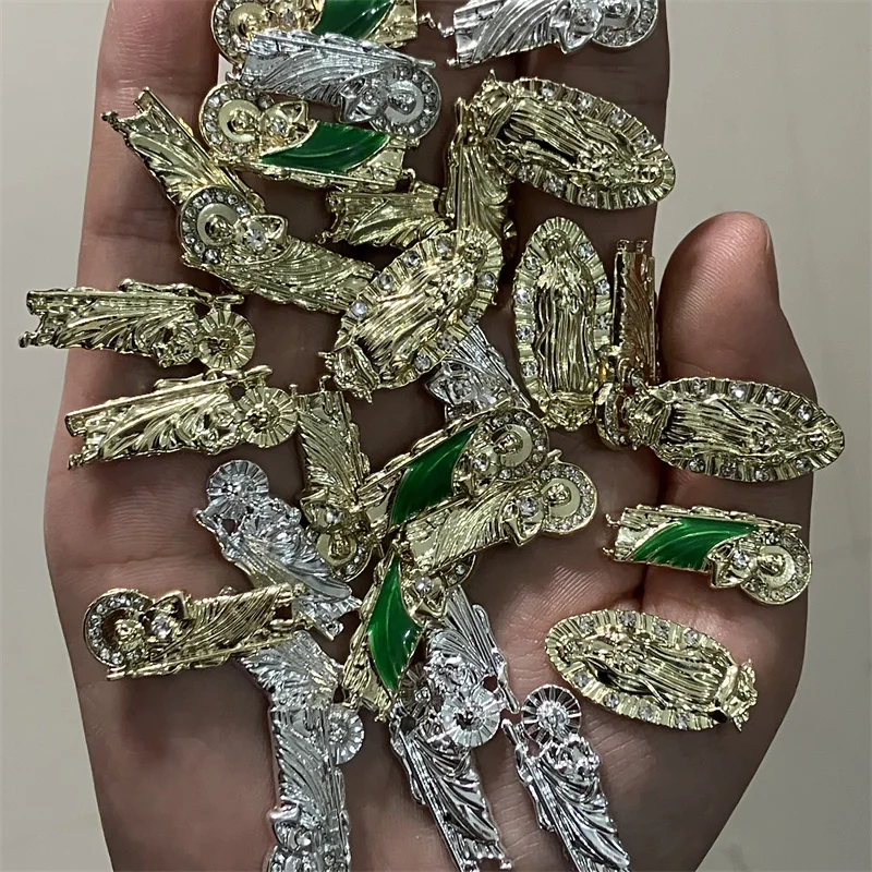 

10pcs Gold/Sliver Punk Gun Nail Rhinestone Charm 3D Virgin Mary Nail Decoration Chinese Dragon Gem Manicure Tool Accessories