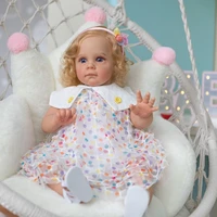 60cm reborn baby doll cute golden curly girl vinyl full hybrid silicone simulation baby princess doll handmade hair transplant