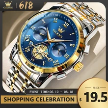 OLEVS Top Brand Men's Watches Classic Roman Scale Dial Luxury Wrist Watch for Man Original Quartz Waterproof Luminous Male reloj