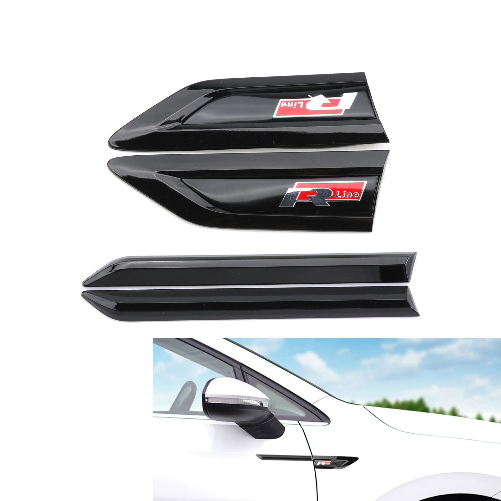 4 комплекта черно-красная R линия боковое крыло значок на стиль тела для VW Volkswagen