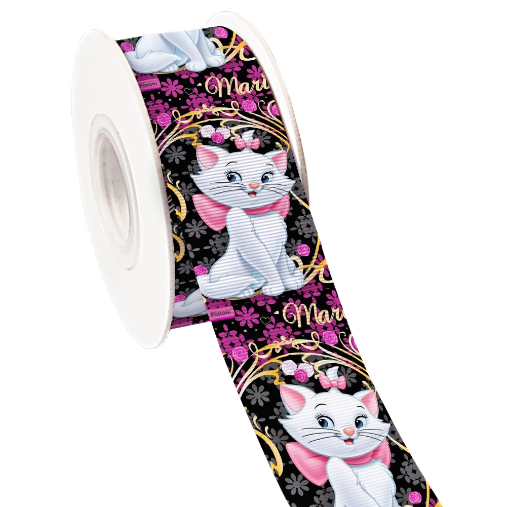

10yards Grosgrain Ribbon Disney Marie Cat Cartoon Character Printed Satin Ribbon for Wedding Decorate Flower Gift Package Ribbon