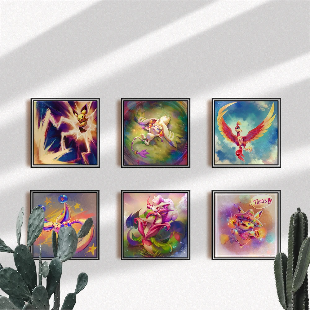 

Pokémon Poster Color HD Print Painting Pikachu Cartoon Anime Wall Art Family Living Room Children Room Decoration Pokemon Poster