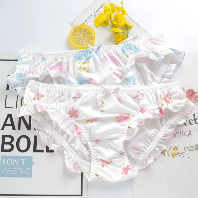 

Милое милое женское нижнее белье в стиле принцессы Лолиты с оборками эластичное нижнее белье с заниженной талией мягкие шелковые трусики