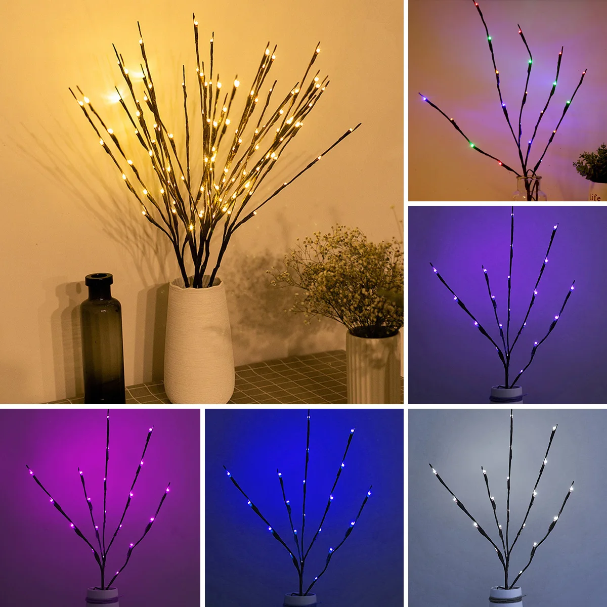 

Branch Lights with 20 LEDs Twig Light Battery Operated LED Branch Lamp DIY Flexible Branch Fairy Lamp Energy-saving Tree Vine