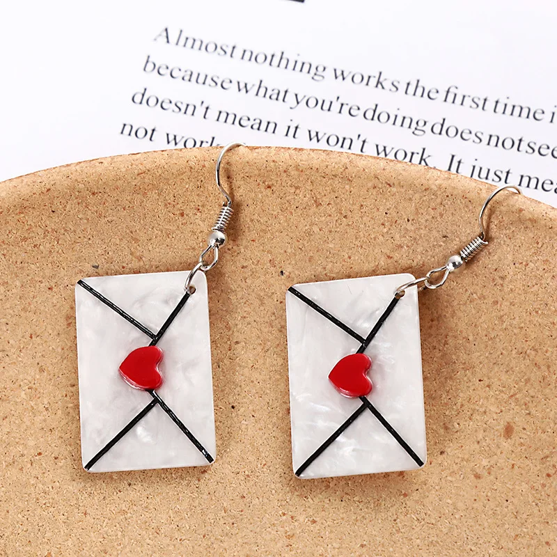 

Cute Acrylic Simulated Envelope Pendant Accessories Earrings Love Letter Funny Weirdo Novel Girl Women Jewelry Fashion Gift