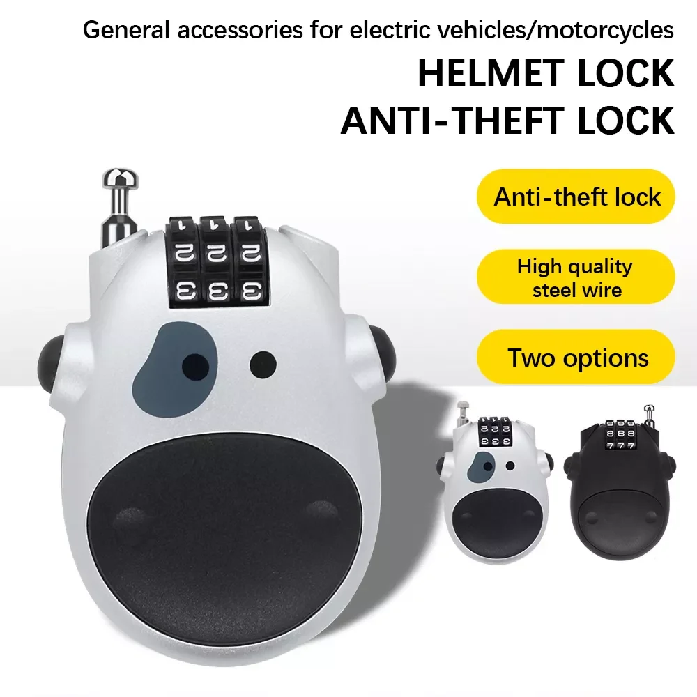 

Mini Helmet Lock 3 Digit Password Resettable Combination Travel Locks Portable Bike Motorcycle Helmet Anti-Theft Accessories
