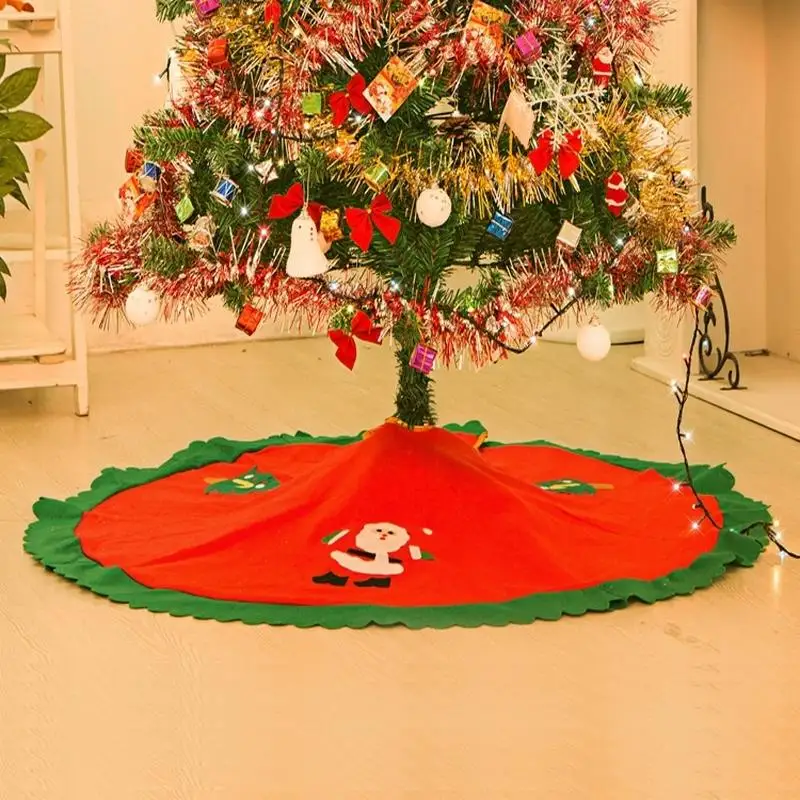 

Diameter 90cm Red Christmas Tree Skirt Decorations Ornaments Decorated