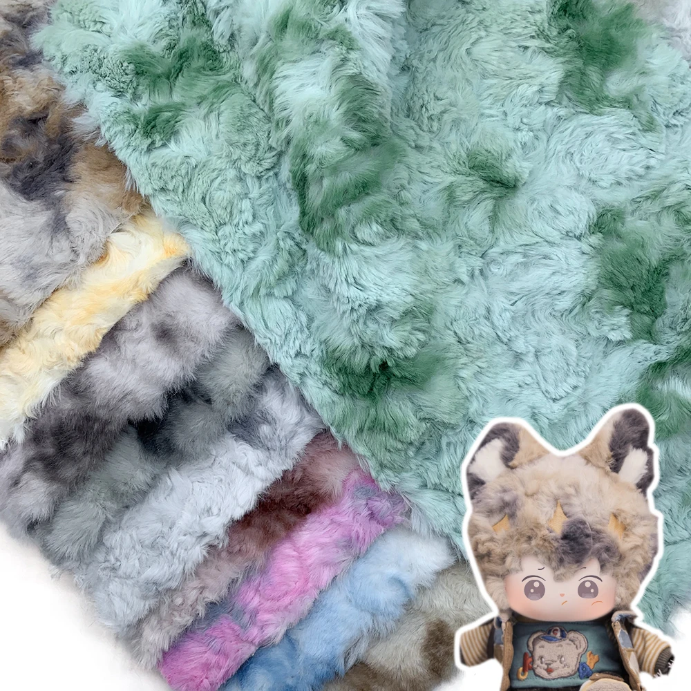 

1cm Rabbit Hair Twisted Flower Tie Dyed Otter Rabbit Hair Tie Dyed Fabric Embossed Plush Without Shedding 160x100cm