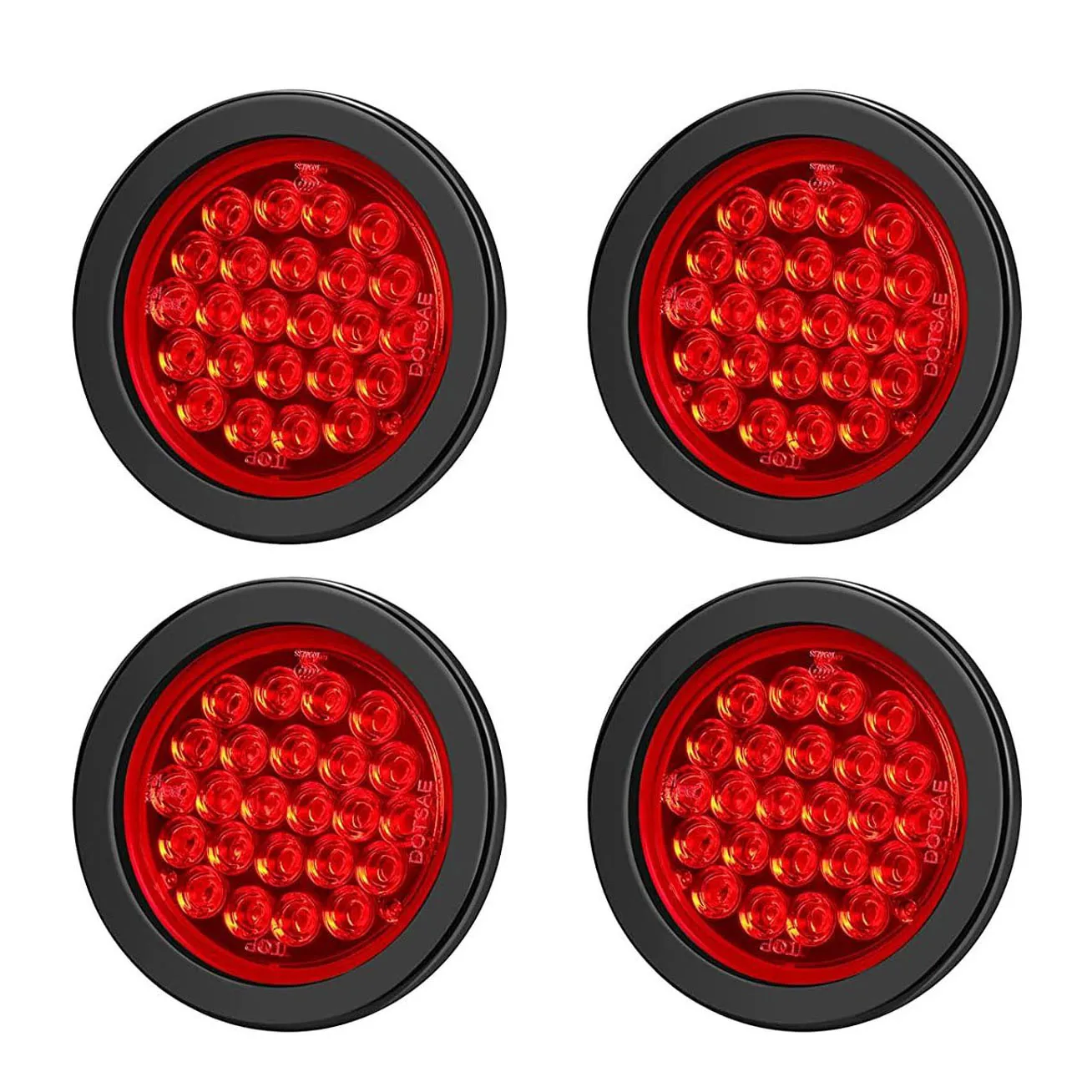 

4 Inch Round Trailer Tail Lights 24LED Stop Turn Tail Lights for Boat Truck RV Tractor Bus 4 Packs Amber Red