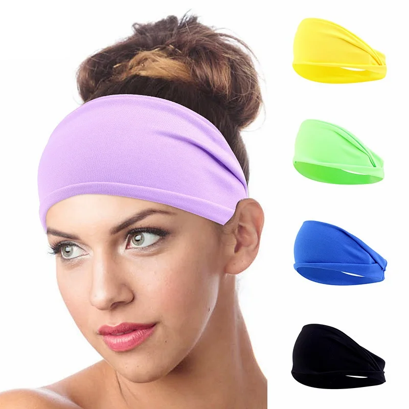 

NEW Women Sports Headband Wide Elastic Yoga Elastic Hair Band Dance Biker Wide Stretch Ribbon Running Fitness Headwear Sweatband