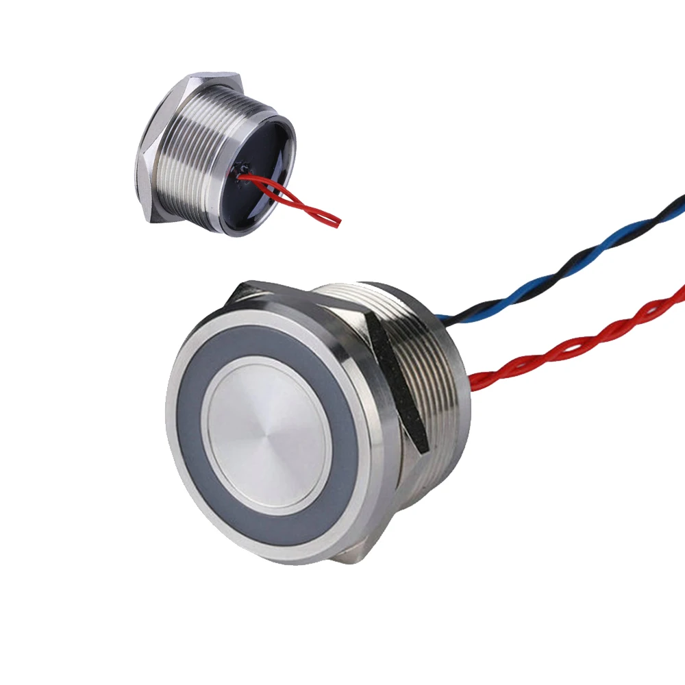 16/19/22/25mm Stainless Steel Momentary(Reset) Switch 1NO Waterproof IP68 of Latching Piezo with LED Light 12v/24v - купить по