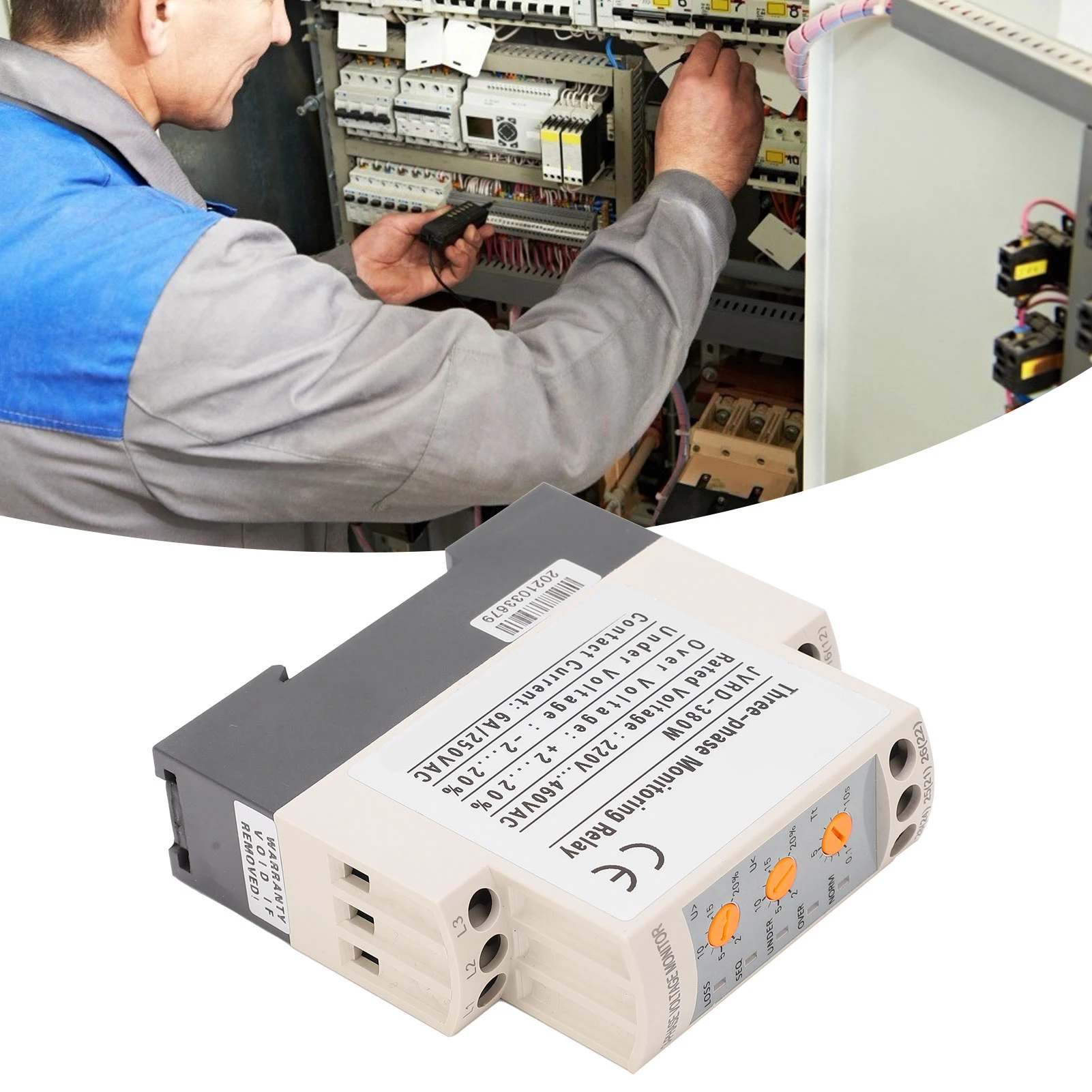 Над под протектором напряжения Регулируемый 3 фазы монитора реле JVRD‑ 380W 380V