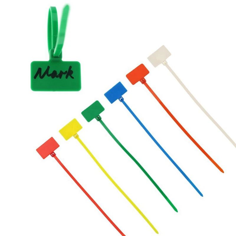 

JHD-750 Pcs 7Colors Nylon Cable Marker Ties Self-Locking Cord Write On Ethernet Wire Zip Mark Tags Nylon Power Marking Label